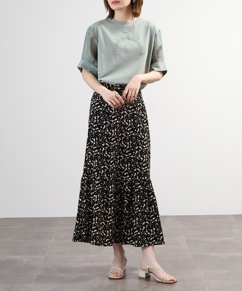 Anna Nicola(アンナニコラ)の「Anna Nicola 袖シアーロゴカットソー(Tシャツ/カットソー・レディース・シルバーグレー/ブラック/モスグリーン・38)」の14枚目の写真
