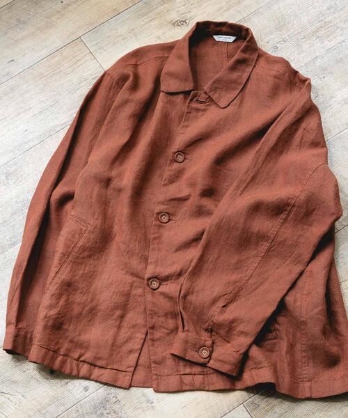 URBAN RESEARCH DOORS（アーバンリサーチドアーズ）の「シルケットリネン シャツジャケット（その他アウター・メンズ・ブラウン/アイボリー/スミクロ・MEDIUM/LARGE）」の3枚目の写真