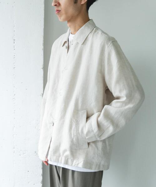 URBAN RESEARCH DOORS（アーバンリサーチドアーズ）の「シルケットリネン シャツジャケット（その他アウター・メンズ・ブラウン/アイボリー/スミクロ・MEDIUM/LARGE）」の6枚目の写真