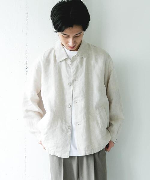 URBAN RESEARCH DOORS（アーバンリサーチドアーズ）の「シルケットリネン シャツジャケット（その他アウター・メンズ・ブラウン/アイボリー/スミクロ・MEDIUM/LARGE）」の8枚目の写真
