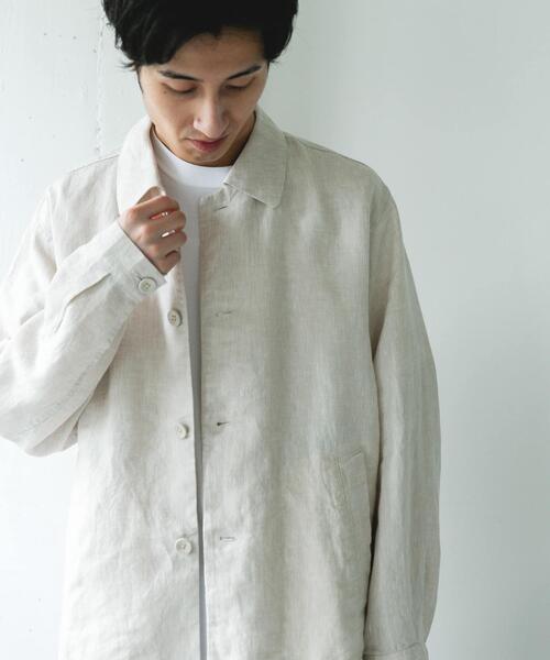 URBAN RESEARCH DOORS（アーバンリサーチドアーズ）の「シルケットリネン シャツジャケット（その他アウター・メンズ・ブラウン/アイボリー/スミクロ・MEDIUM/LARGE）」の9枚目の写真