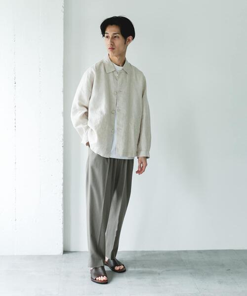 URBAN RESEARCH DOORS（アーバンリサーチドアーズ）の「シルケットリネン シャツジャケット（その他アウター・メンズ・ブラウン/アイボリー/スミクロ・MEDIUM/LARGE）」の10枚目の写真