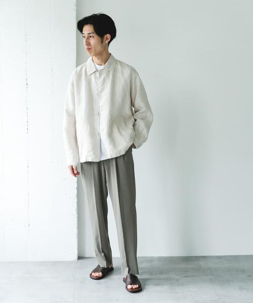 URBAN RESEARCH DOORS（アーバンリサーチドアーズ）の「シルケットリネン シャツジャケット（その他アウター・メンズ・ブラウン/アイボリー/スミクロ・MEDIUM/LARGE）」の11枚目の写真