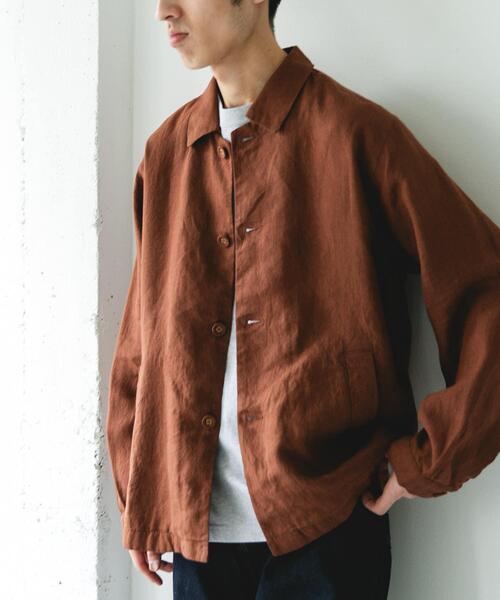URBAN RESEARCH DOORS（アーバンリサーチドアーズ）の「シルケットリネン シャツジャケット（その他アウター・メンズ・ブラウン/アイボリー/スミクロ・MEDIUM/LARGE）」の14枚目の写真