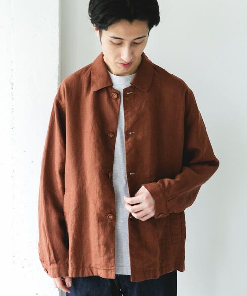 URBAN RESEARCH DOORS（アーバンリサーチドアーズ）の「シルケットリネン シャツジャケット（その他アウター・メンズ・ブラウン/アイボリー/スミクロ・MEDIUM/LARGE）」の15枚目の写真