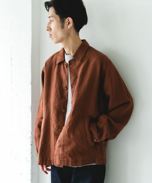 URBAN RESEARCH DOORS（アーバンリサーチドアーズ）の「シルケットリネン シャツジャケット（その他アウター・メンズ・ブラウン/アイボリー/スミクロ・MEDIUM/LARGE）」の16枚目の写真