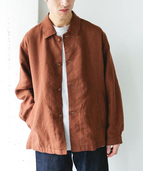 URBAN RESEARCH DOORS（アーバンリサーチドアーズ）の「シルケットリネン シャツジャケット（その他アウター・メンズ・ブラウン/アイボリー/スミクロ・MEDIUM/LARGE）」の17枚目の写真