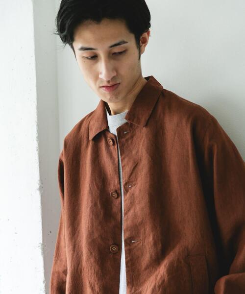 URBAN RESEARCH DOORS（アーバンリサーチドアーズ）の「シルケットリネン シャツジャケット（その他アウター・メンズ・ブラウン/アイボリー/スミクロ・MEDIUM/LARGE）」の18枚目の写真
