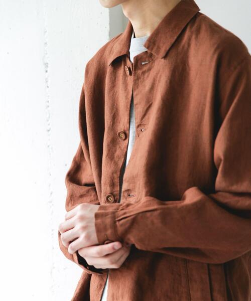URBAN RESEARCH DOORS（アーバンリサーチドアーズ）の「シルケットリネン シャツジャケット（その他アウター・メンズ・ブラウン/アイボリー/スミクロ・MEDIUM/LARGE）」の19枚目の写真