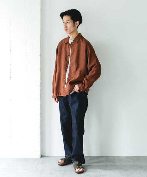 URBAN RESEARCH DOORS（アーバンリサーチドアーズ）の「シルケットリネン シャツジャケット（その他アウター・メンズ・ブラウン/アイボリー/スミクロ・MEDIUM/LARGE）」の20枚目の写真