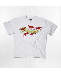 NOTUSUAL（ノットユージュアル）の「レッドピクセルホース オーバーサイズ 半袖Tシャツ 4色（Tシャツ/カットソー）」