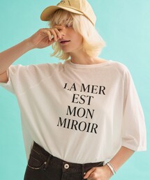 Rouge vif Anna | 【追加】シアーロゴオーバーサイズTシャツ/夏服/前後差/サイドスリット(Tシャツ/カットソー)
