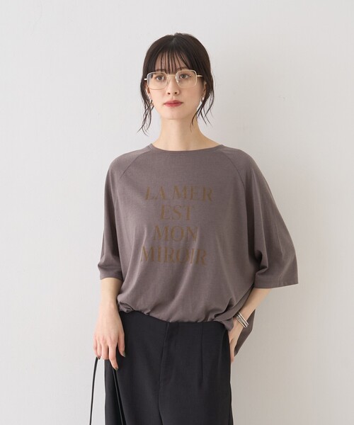 Rouge vif Anna(ルージュヴィフアンナ)の「【追加】シアーロゴオーバーサイズTシャツ/夏服/前後差/サイドスリット(Tシャツ/カットソー・レディース・チャコールグレー/ホワイト・フリー)」の8枚目の写真