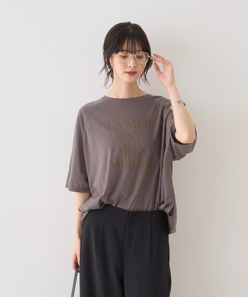 Rouge vif Anna(ルージュヴィフアンナ)の「【追加】シアーロゴオーバーサイズTシャツ/夏服/前後差/サイドスリット(Tシャツ/カットソー・レディース・チャコールグレー/ホワイト・フリー)」の10枚目の写真