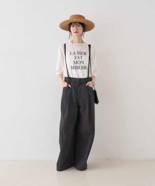 Rouge vif Anna(ルージュヴィフアンナ)の「【追加】シアーロゴオーバーサイズTシャツ/夏服/前後差/サイドスリット(Tシャツ/カットソー・レディース・チャコールグレー/ホワイト・フリー)」の19枚目の写真