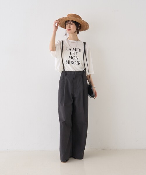 Rouge vif Anna(ルージュヴィフアンナ)の「【追加】シアーロゴオーバーサイズTシャツ/夏服/前後差/サイドスリット(Tシャツ/カットソー・レディース・チャコールグレー/ホワイト・フリー)」の20枚目の写真