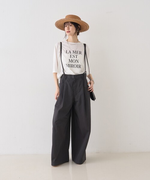 Rouge vif Anna(ルージュヴィフアンナ)の「【追加】シアーロゴオーバーサイズTシャツ/夏服/前後差/サイドスリット(Tシャツ/カットソー・レディース・チャコールグレー/ホワイト・フリー)」の21枚目の写真