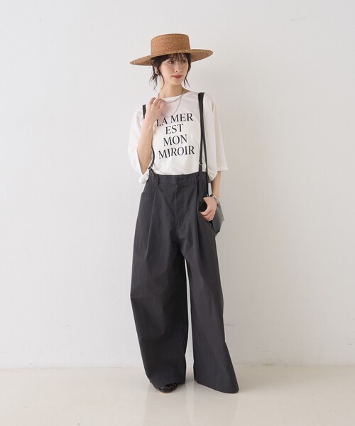Rouge vif Anna(ルージュヴィフアンナ)の「【追加】シアーロゴオーバーサイズTシャツ/夏服/前後差/サイドスリット(Tシャツ/カットソー・レディース・チャコールグレー/ホワイト・フリー)」の22枚目の写真