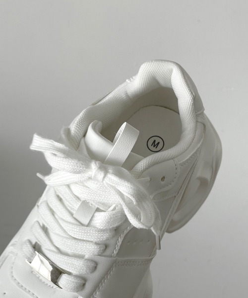 Shoes in Closet（シューズインクローゼット）の「+8.5㎝ 軽量 厚底 レースアップ デザインソールスニーカー 5878（スニーカー・レディース・ブラック/ホワイト・S/L/M/LL）」の22枚目の写真