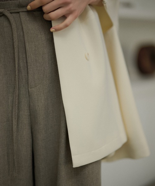 LAULEN(ローレン)の「fly front half sleeve poncho coat /比翼ハーフスリーブポンチョコート(ノーカラージャケット・レディース・グレー/ブラック/アイボリー・FREE)」の17枚目の写真
