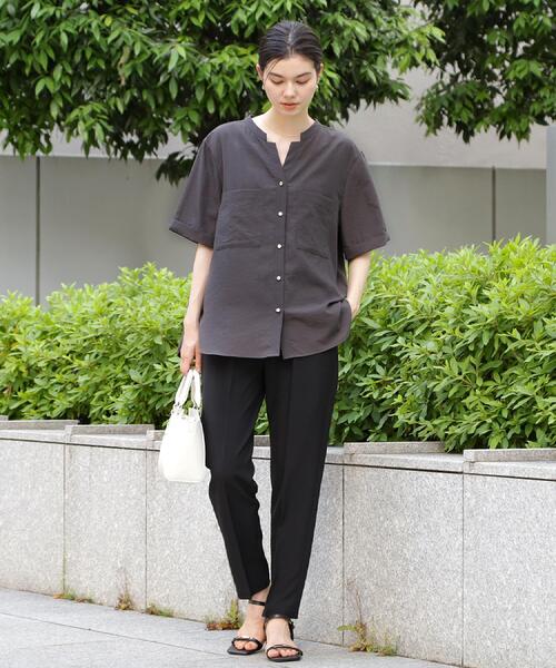 THE SHOP TK （ザ ショップ ティーケー ）の「【M-XL/羽織でも決まる】Wポケット金ボタン 5分袖シャツ（シャツ/ブラウス・レディース・スミクロ/グリーン系/アイボリー/イエロー系その他・14/13/12）」の11枚目の写真