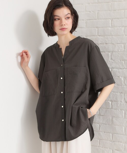 THE SHOP TK （ザ ショップ ティーケー ）の「【M-XL/羽織でも決まる】Wポケット金ボタン 5分袖シャツ（シャツ/ブラウス・レディース・スミクロ/グリーン系/アイボリー/イエロー系その他・14/13/12）」の14枚目の写真