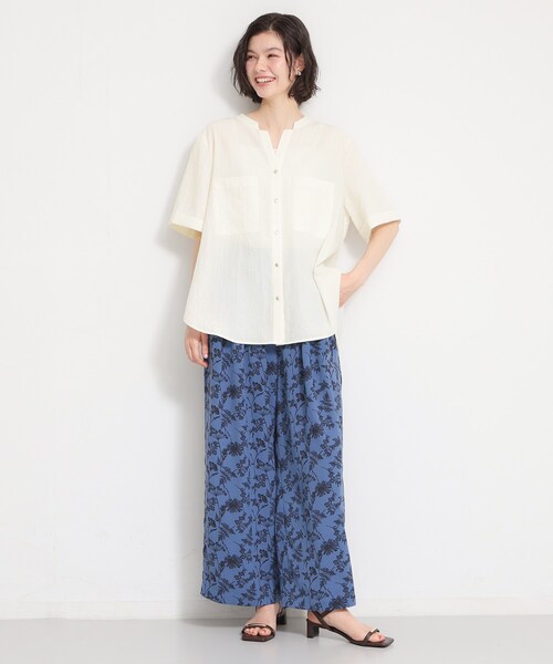 THE SHOP TK （ザ ショップ ティーケー ）の「【M-XL/羽織でも決まる】Wポケット金ボタン 5分袖シャツ（シャツ/ブラウス・レディース・スミクロ/グリーン系/アイボリー/イエロー系その他・14/13/12）」の19枚目の写真