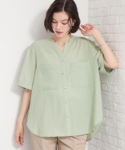 THE SHOP TK （ザ ショップ ティーケー ）の「【M-XL/羽織でも決まる】Wポケット金ボタン 5分袖シャツ（シャツ/ブラウス・レディース・スミクロ/グリーン系/アイボリー/イエロー系その他・14/13/12）」の22枚目の写真