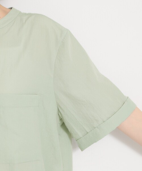 THE SHOP TK (ザ ショップ ティーケー )の「【M-XL/刻みネックですっきり見え】Wポケット金ボタン 5分袖シャツ(シャツ/ブラウス・レディース・スミクロ/グリーン系/アイボリー/イエロー系その他・14/13/12)」の16枚目の写真