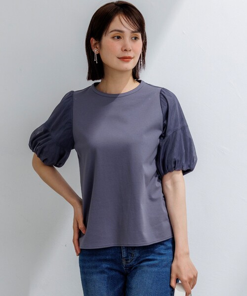 組曲 S(クミキョク チイサイサイズ)の「コットンポンチ チュールコンビ カットソー(Tシャツ/カットソー・レディース・グレー系/ブラック系/ホワイト系・S2)」の12枚目の写真