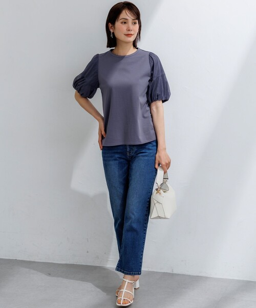 組曲 S(クミキョク チイサイサイズ)の「コットンポンチ チュールコンビ カットソー(Tシャツ/カットソー・レディース・グレー系/ブラック系/ホワイト系・S2)」の16枚目の写真