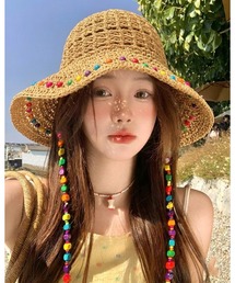 CHEER（チアー）の「カラフルビーズ麦わら帽子（ハット）」