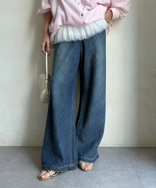 DouDou（ドゥドゥ）の「バイヤスデニムパンツ（デニムパンツ・レディース・ブルー/ブルー系その他・38/36）」の11枚目の写真