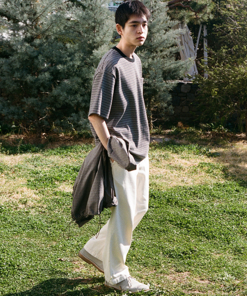 HORLISUN(ホーリーサン)の「Powell Short Pique Stripe T-shirt Charcoal(Tシャツ/カットソー・メンズ・その他・LARGE/MEDIUM/SMALL)」の3枚目の写真