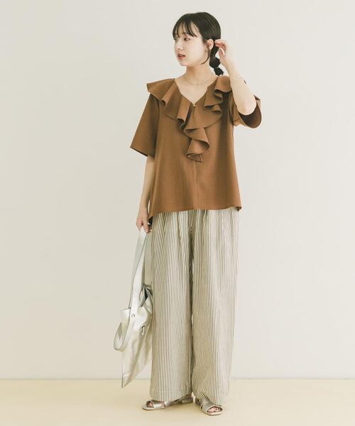 ITEMS URBANRESEARCH（アイテムズ アーバンリサーチ）の「フリルカラーブラウス（シャツ/ブラウス・レディース・ブラック/ライトグレー/ブラウン・FREE）」の22枚目の写真