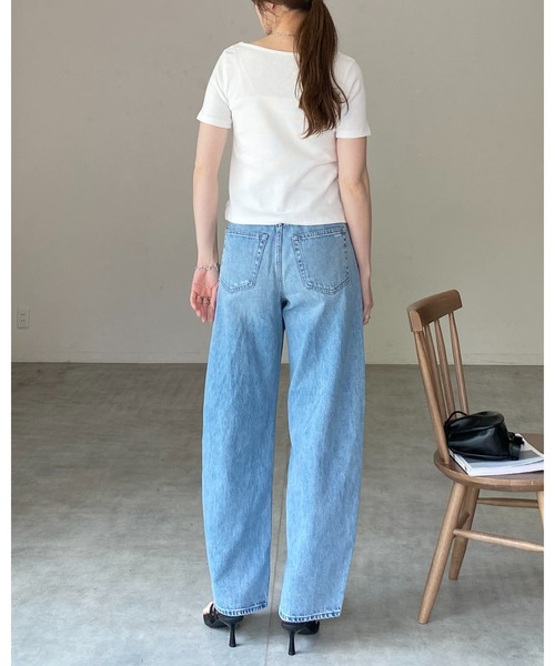 She's Closet(シーズクローゼット)の「フロントオープン クロス ツイストデザイン 半袖 リブTシャツ(Tシャツ/カットソー・レディース・ホワイト/グレー/ブラック・FREE)」の9枚目の写真