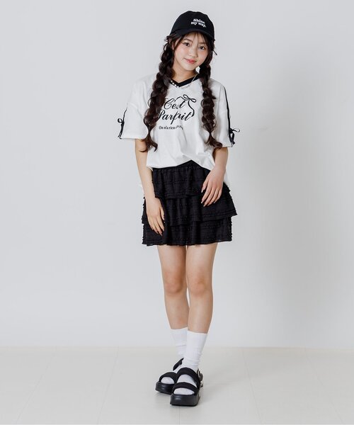 algy(アルジー)の「りぼんロゴBIG半袖Tシャツ(Tシャツ/カットソー・キッズ・ブラック/オフホワイト/ピンク・130/140/150/160)」の16枚目の写真