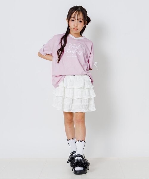 algy(アルジー)の「りぼんロゴBIG半袖Tシャツ(Tシャツ/カットソー・キッズ・ブラック/オフホワイト/ピンク・130/140/150/160)」の14枚目の写真