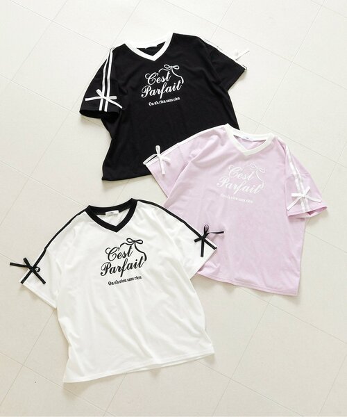 algy(アルジー)の「りぼんロゴBIG半袖Tシャツ(Tシャツ/カットソー・キッズ・ブラック/オフホワイト/ピンク・130/140/150/160)」の11枚目の写真