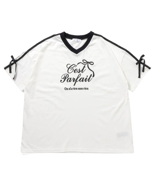 algy(アルジー)の「りぼんロゴBIG半袖Tシャツ(Tシャツ/カットソー・キッズ・ブラック/オフホワイト/ピンク・130/140/150/160)」の9枚目の写真