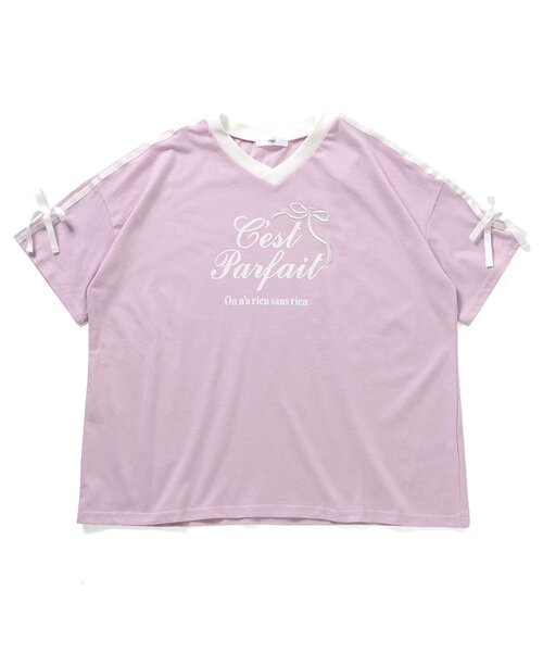 algy(アルジー)の「りぼんロゴBIG半袖Tシャツ(Tシャツ/カットソー・キッズ・ブラック/オフホワイト/ピンク・130/140/150/160)」の8枚目の写真
