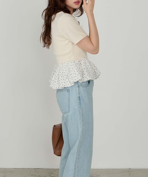 Cherir Mignon(シェリルミニョン)の「【Cherir Mignon】ドッキングバルーン半袖プルオーバー(Tシャツ/カットソー・レディース・ブラック/アイボリー・FREE)」の6枚目の写真