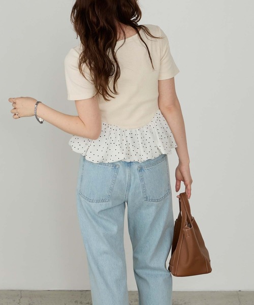 Cherir Mignon(シェリルミニョン)の「【Cherir Mignon】ドッキングバルーン半袖プルオーバー(Tシャツ/カットソー・レディース・ブラック/アイボリー・FREE)」の7枚目の写真