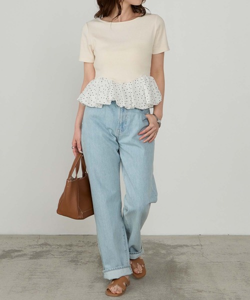 Cherir Mignon(シェリルミニョン)の「【Cherir Mignon】ドッキングバルーン半袖プルオーバー(Tシャツ/カットソー・レディース・ブラック/アイボリー・FREE)」の10枚目の写真