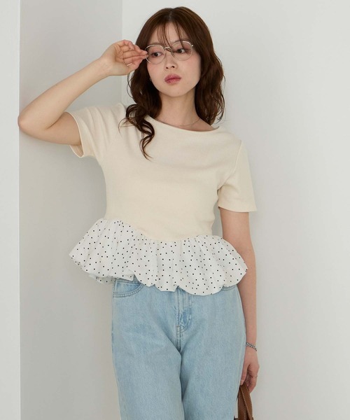 Cherir Mignon(シェリルミニョン)の「【Cherir Mignon】ドッキングバルーン半袖プルオーバー(Tシャツ/カットソー・レディース・ブラック/アイボリー・FREE)」の13枚目の写真