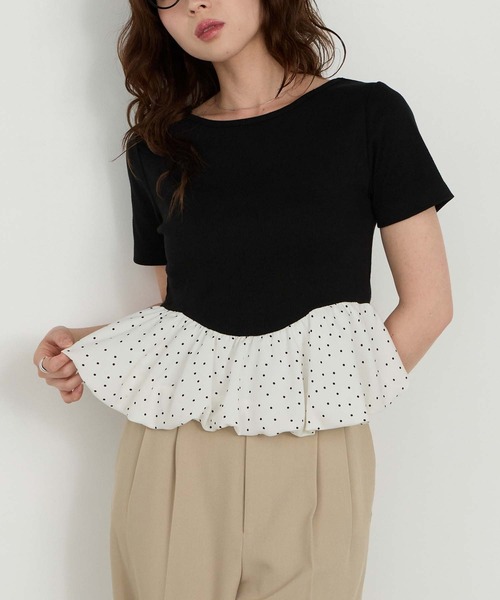 Cherir Mignon(シェリルミニョン)の「【Cherir Mignon】ドッキングバルーン半袖プルオーバー(Tシャツ/カットソー・レディース・ブラック/アイボリー・FREE)」の19枚目の写真