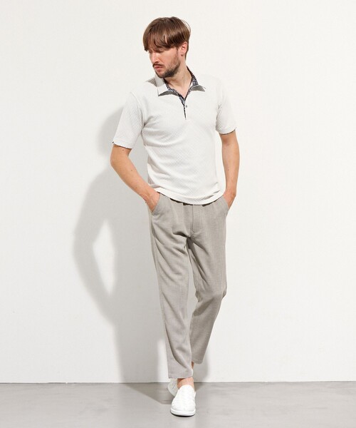 HIDEAWAYS NICOLE(ハイダウェイニコル)の「【WEB限定】ブリスターチェックスキッパーポロシャツ(ポロシャツ・メンズ・ブラック/ブルー/ホワイト/ネイビー・M/L/XL)」の5枚目の写真