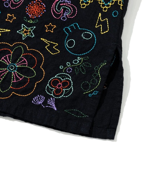go slow caravan（ゴースローキャラバン）の「LINEN/COTTON スクエア刺繍 S/Sシャツ（シャツ/ブラウス・メンズ・ナチュラル/ブラック・SMALL/MEDIUM/LARGE/X-LARGE）」の5枚目の写真