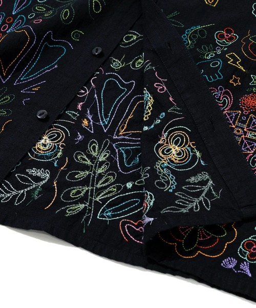 go slow caravan（ゴースローキャラバン）の「LINEN/COTTON スクエア刺繍 S/Sシャツ（シャツ/ブラウス・メンズ・ナチュラル/ブラック・SMALL/MEDIUM/LARGE/X-LARGE）」の6枚目の写真