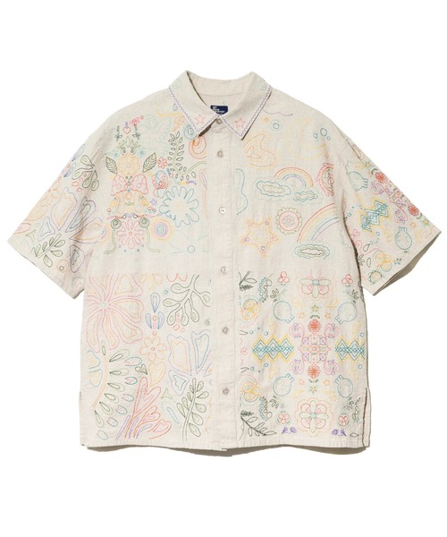 go slow caravan（ゴースローキャラバン）の「LINEN/COTTON スクエア刺繍 S/Sシャツ（シャツ/ブラウス・メンズ・ナチュラル/ブラック・SMALL/MEDIUM/LARGE/X-LARGE）」の10枚目の写真